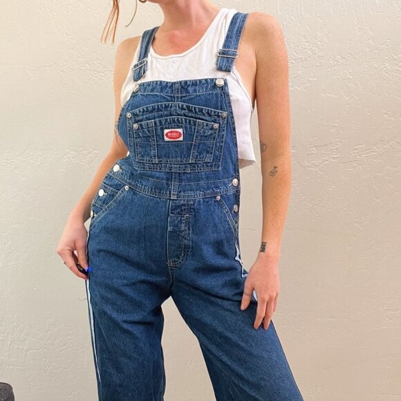 Authentic 90s/Y2K Vintage Blue Denim Utility Overalls - Picture 1 of 10
